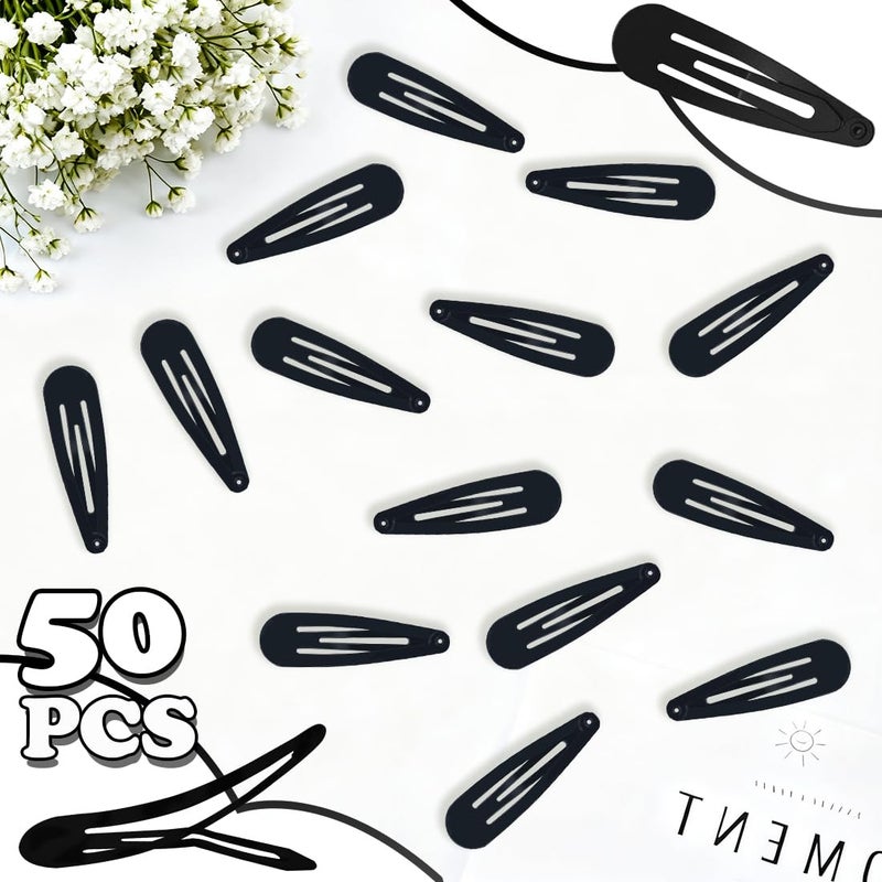 ايلان مجموعة إيلان من 50 قطعة من مشابك الشعر على شكل قطرة ماء للنساء والفتيات، مشابك شعر لطيفة للنساء، إكسسوارات للشعر الناعم والخفيف (أسود) - Image 3